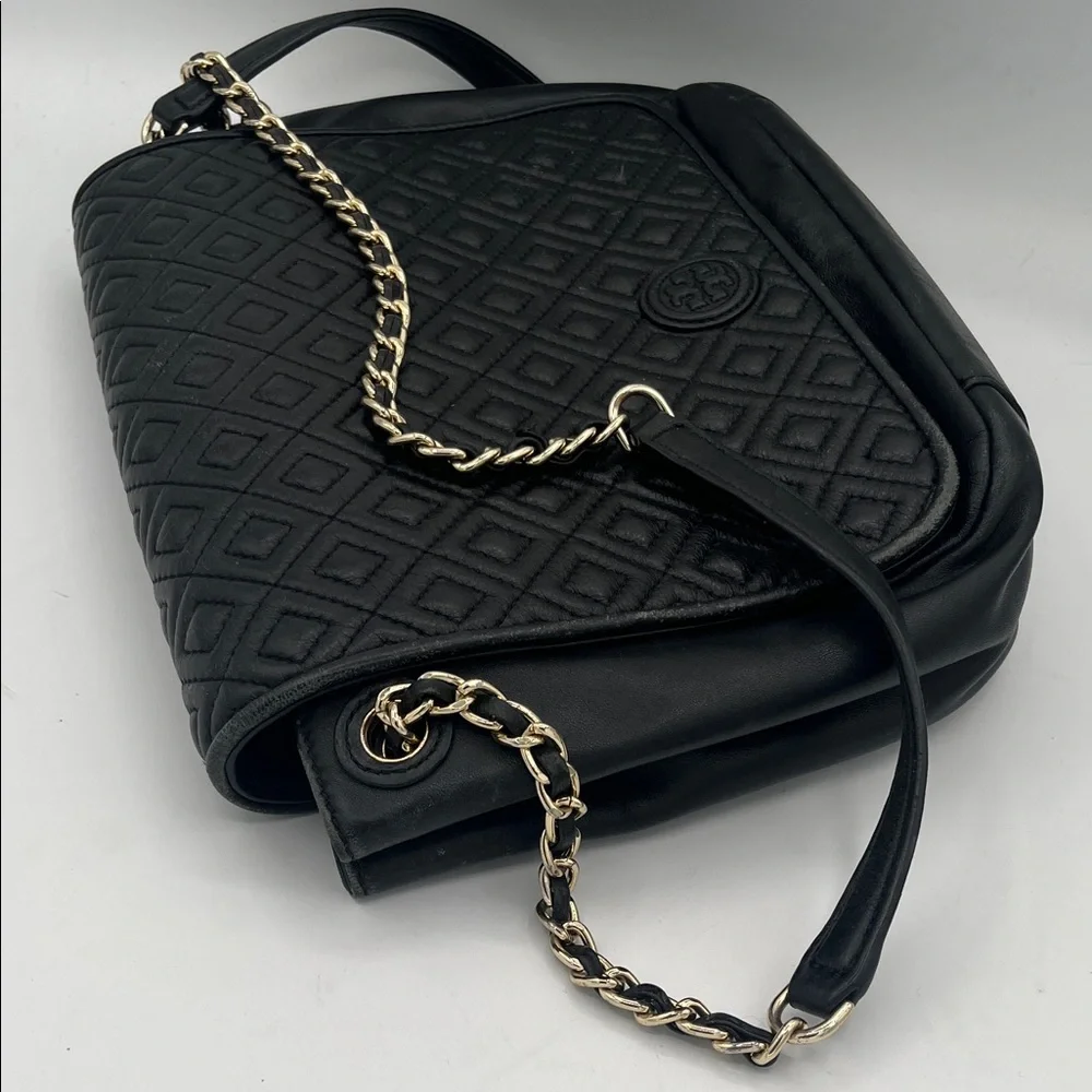 Tory Burch Black Quilted Shoulder Bag with Chain Strap - Picture 4 of 9